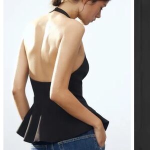 Zara Elegant Black Peplum Blouse